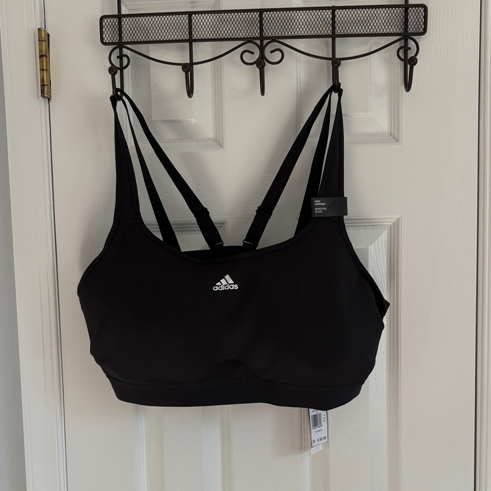 NWT Adidas TLRD Move High Support Women's Black Strappy Sports Bra 3X